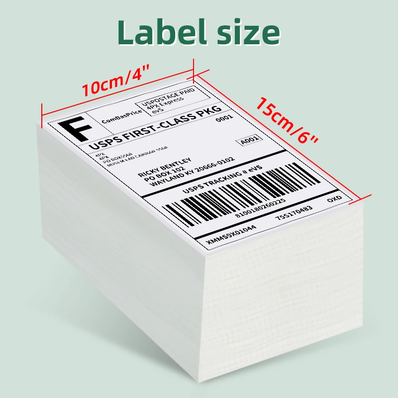 500 Sheets of 10×15cm (4x6inch) Thermal Label Stickers, Used for Express Delivery Labels, Printed Self-Adhesive Stickers, 500 Sheets/Stack