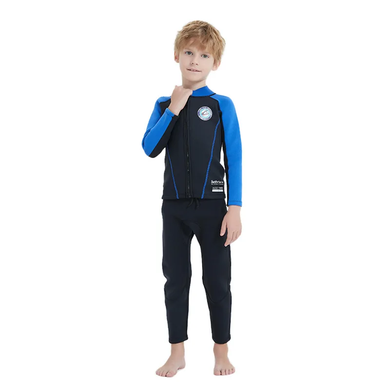 Children's split diving suit, warm bathing suit, winter swimming, cold protection, snorkeling, sun protection, long-sleeved swim