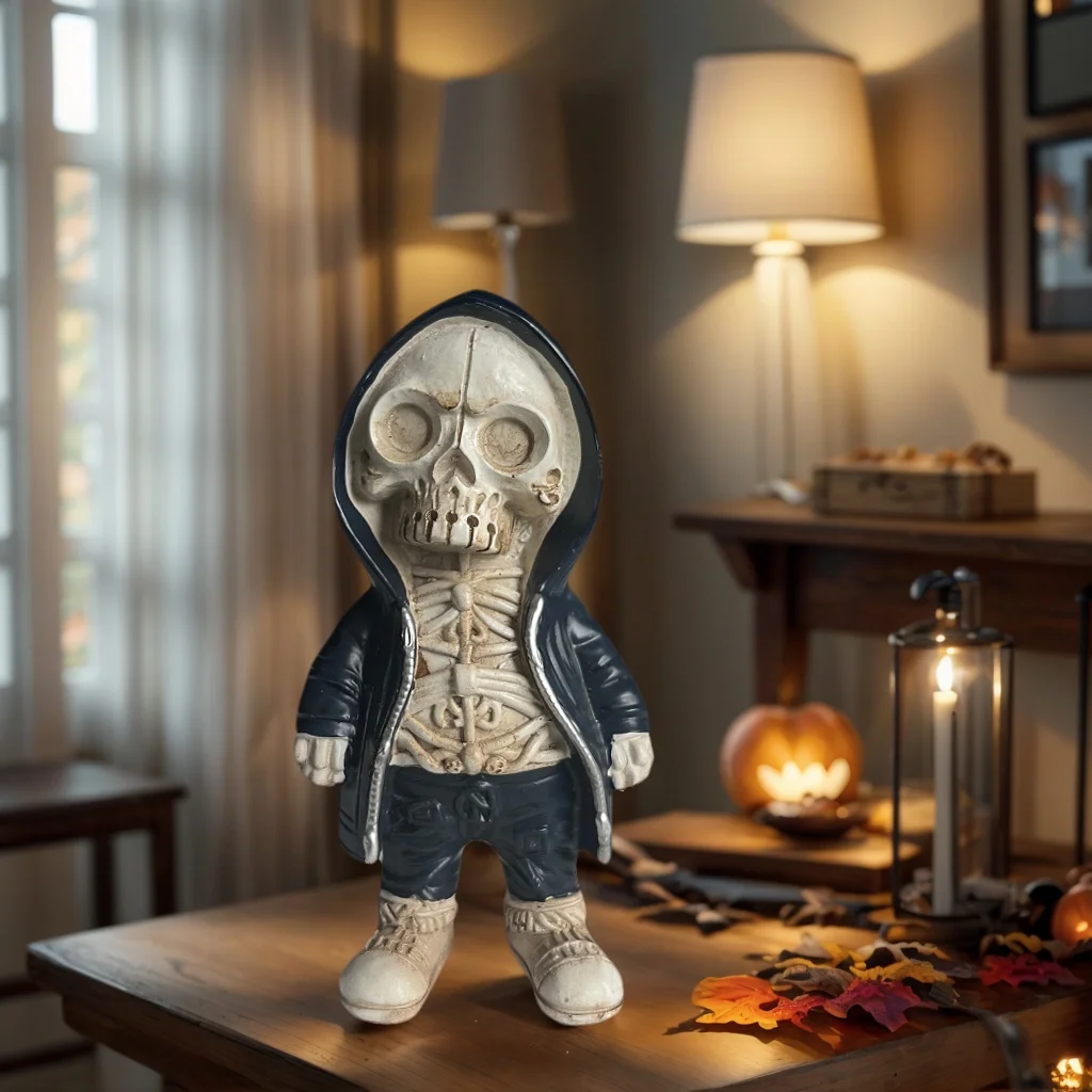 1 Piece of Halloween Trendy Clothing Skull Statue Ornaments, Multi-Color Trendyy Outfit Design, Desktop Window Holiday Decoration, Personalized Trendy Display Goodies