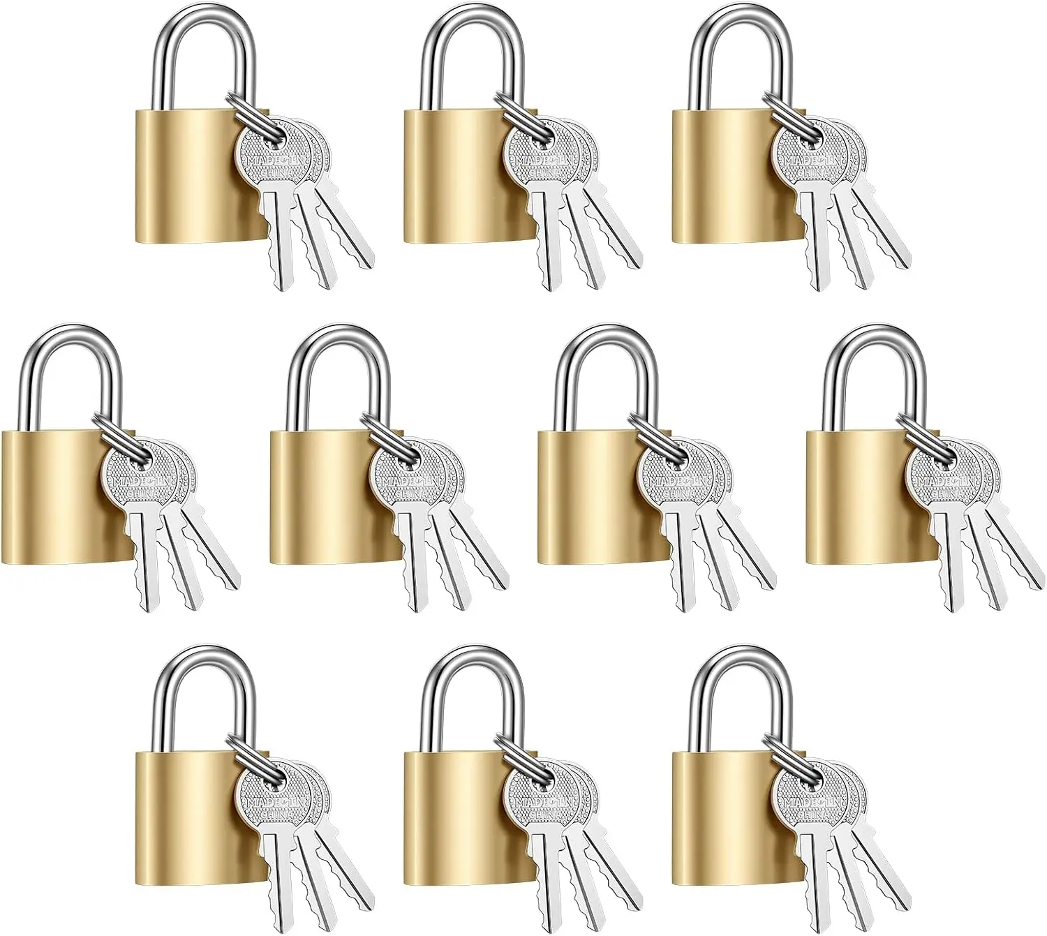 Solid Brass Same Keyed Padlock Key Alike Locks,Wide Lock Body Keyed Padlocks for Luggage, Backpacks, Tool Box, School Lockers