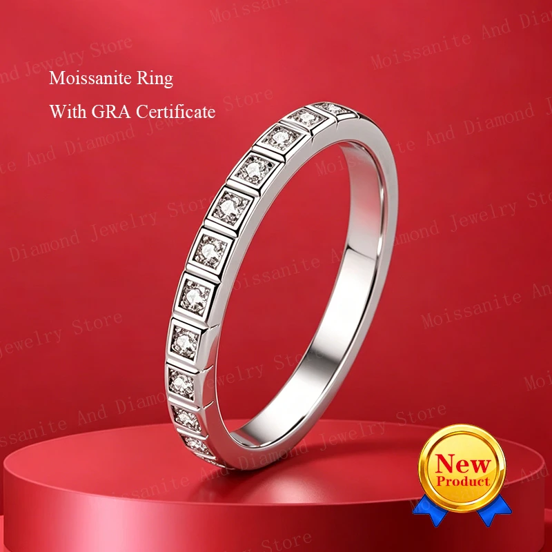 

1.3mm All Moissanite 925 Silver Women's Ring Exquisite Fashion Diamond Ring for Girls Comes with GRA Certificate Wedding Unisex