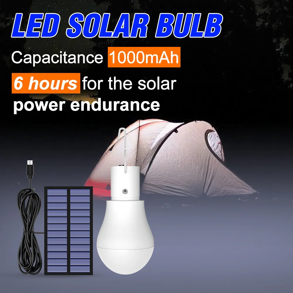 

15W LED Solar Ultra Bright Light Bulbs Outdoor Waterproof Spotlight Garden Courtyard Corridor Portable Camping Fill Lighting