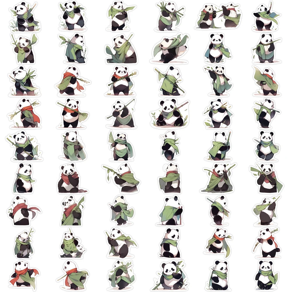 54pcs adesivi Panda cinesi per bottiglia d'acqua Laptop Skateboard Scrapbook bagagli decorazioni da parete giocattolo per bambini