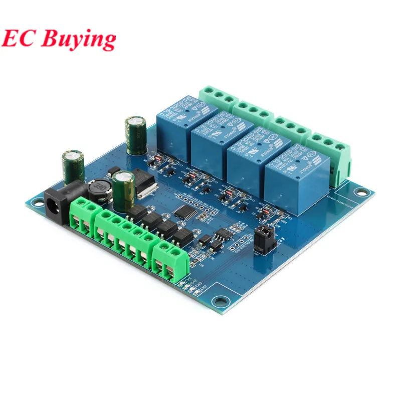 Modbus RTU 릴레이 모듈 1 2 4 채널 7-24V RS485 TTL UART 출력 12V 입력 485 통신 TTL 핀 Modbus-Rtu 역방향 방지