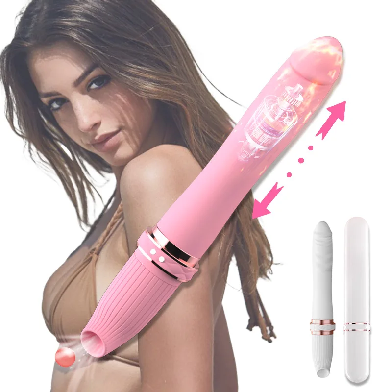 Consolador telescópico de punto G para mujer, vibrador de conejo, doble vibración, silicona, Vagina femenina, clítoris, masajeador Anal, juguetes para mayores de 18 años