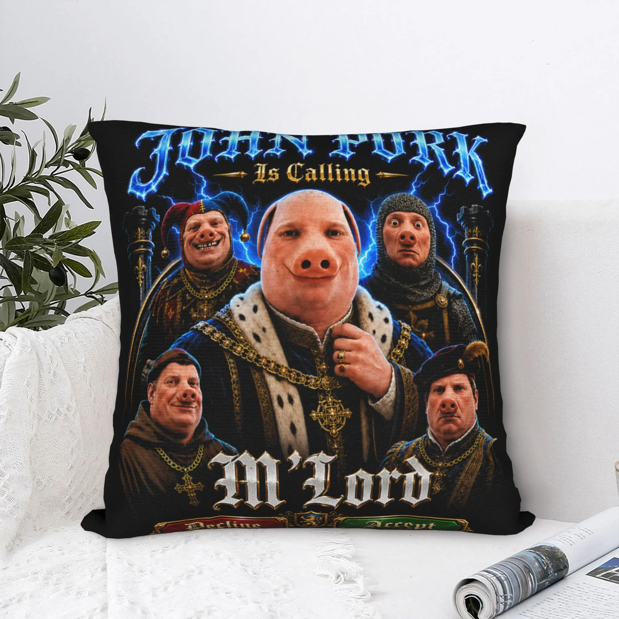 John Pork is Calling Medieval Bootleg Meme Brainrot Pillowcases  Morden Pillow Case For Sofa Car Home Decor Design Pillow Cover
