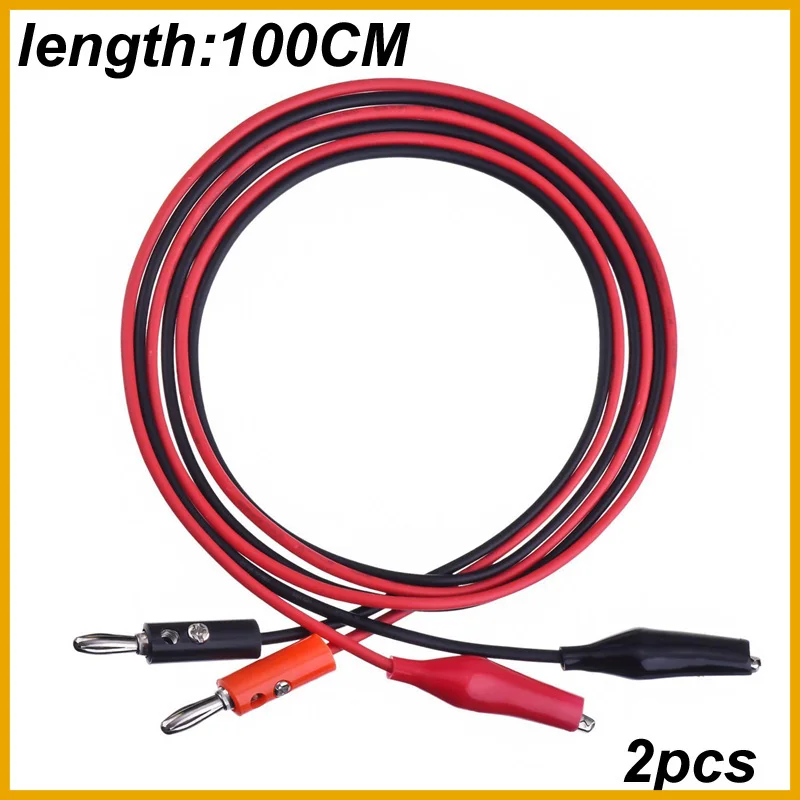 NOUVEAU Lot de 2 câbles de test de 1 m avec pinces crocodiles et fiches banane AV 4 mm, sondes de mesure doubles pour multimètre