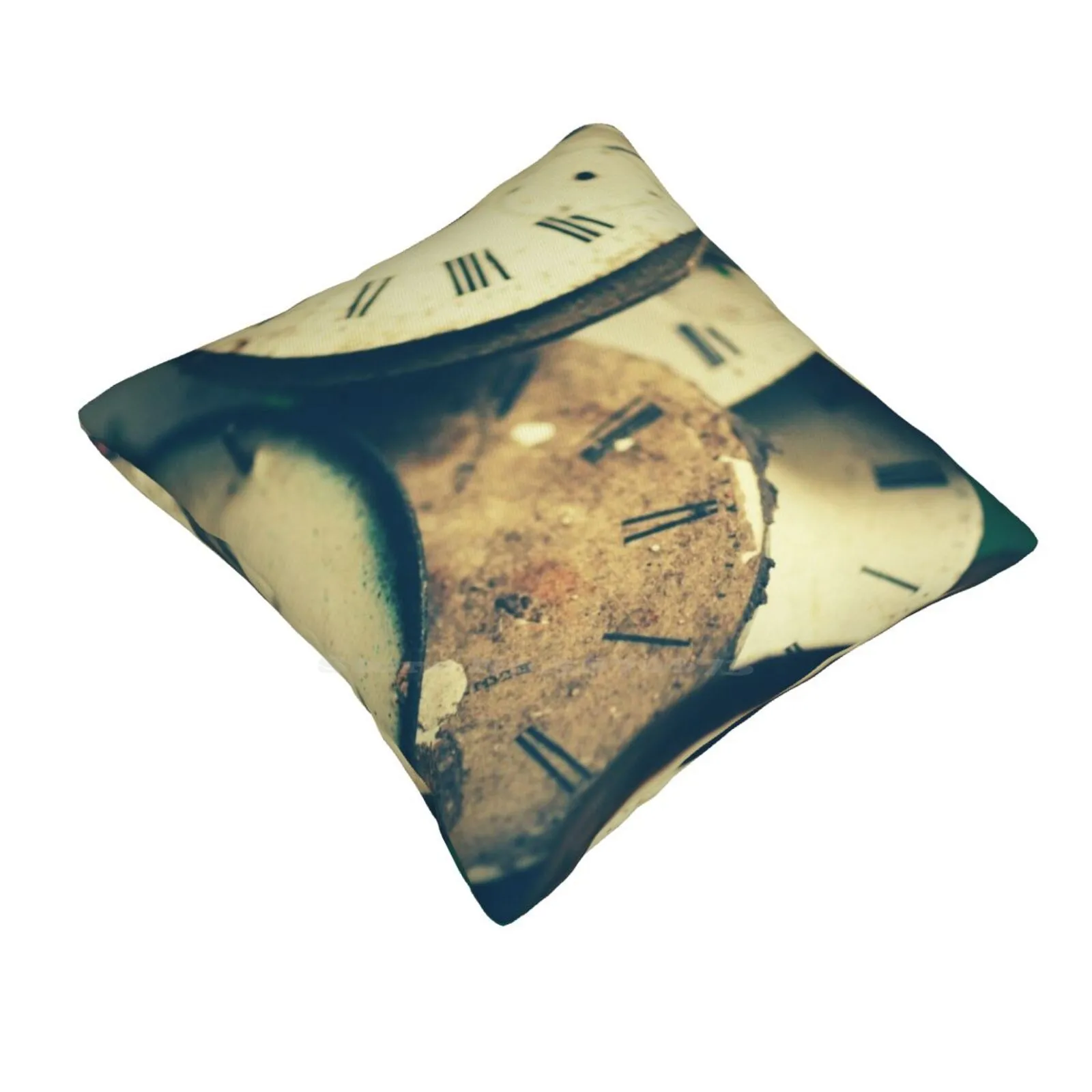 Past Lives Fashion Sofa Throw Pillow Cover Pillowcase Old Neglected Vintage Round Circle Watch Face Numbers Antique Retro