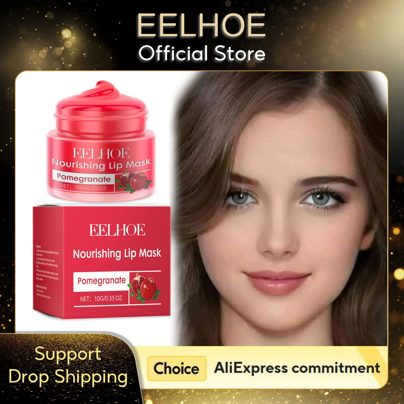 

EELHOE Pomegranate Moisturizing Lip Mask Smooth Lighten Dark Lips Removal Lip Care to Pink Nicotinamide Lip Sleeping Mask 10g