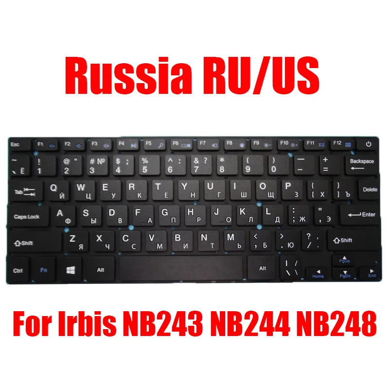 

US RU Laptop Replacement Keyboard For Irbis NB243 NB244 NB246 NB247 NB248 Russia English Black Without Frame New