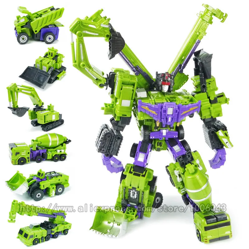 45 5 in 1 Big Size Transformation Toys Cool Anime Devastator Robot Car Action Figures Military Model Engineering Toys Kids Adult