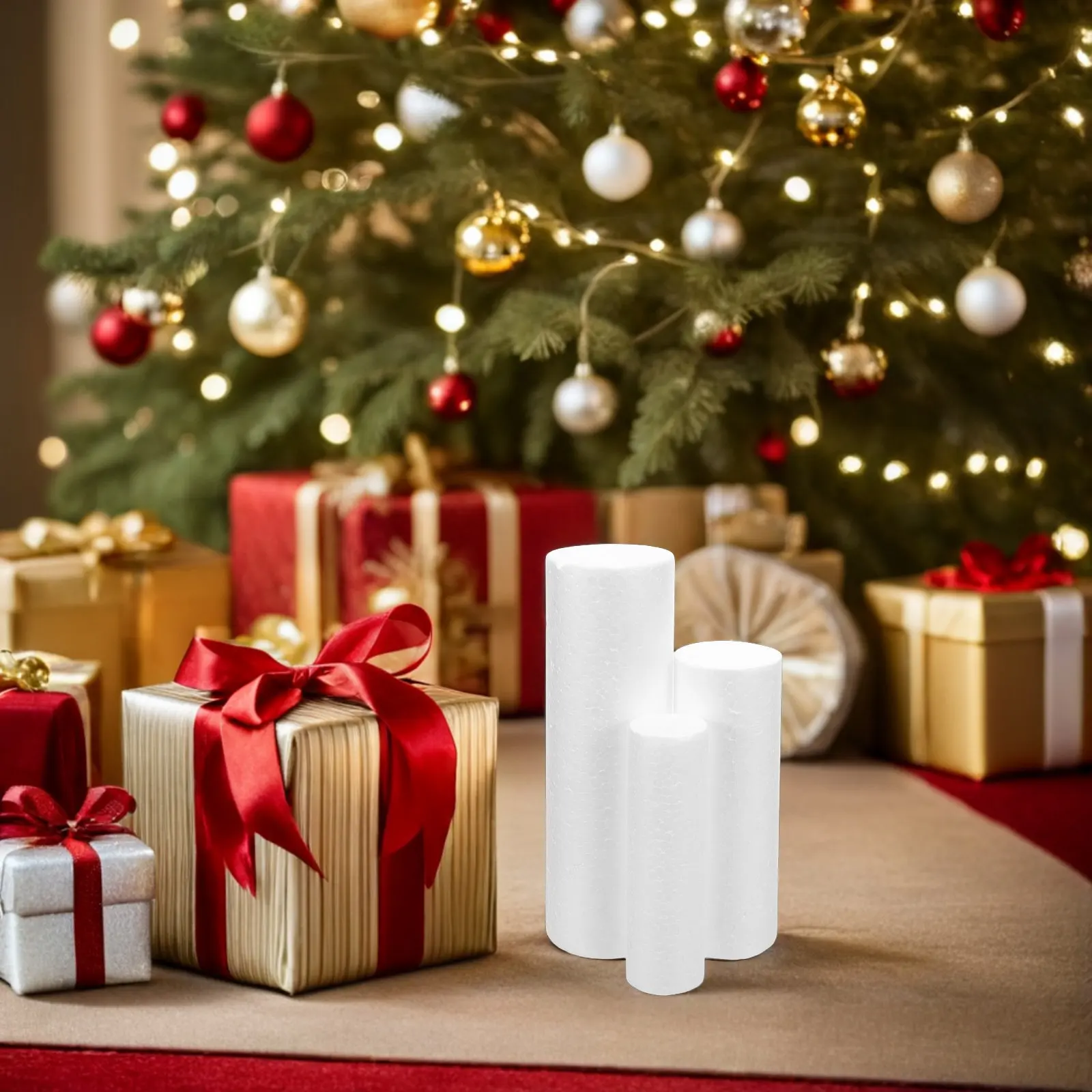 12Pcs Foam Cylinder White Polystyrene Rods for Christmas Decor DIY Craft Supplies Flower Arrangements Modeling Tubes