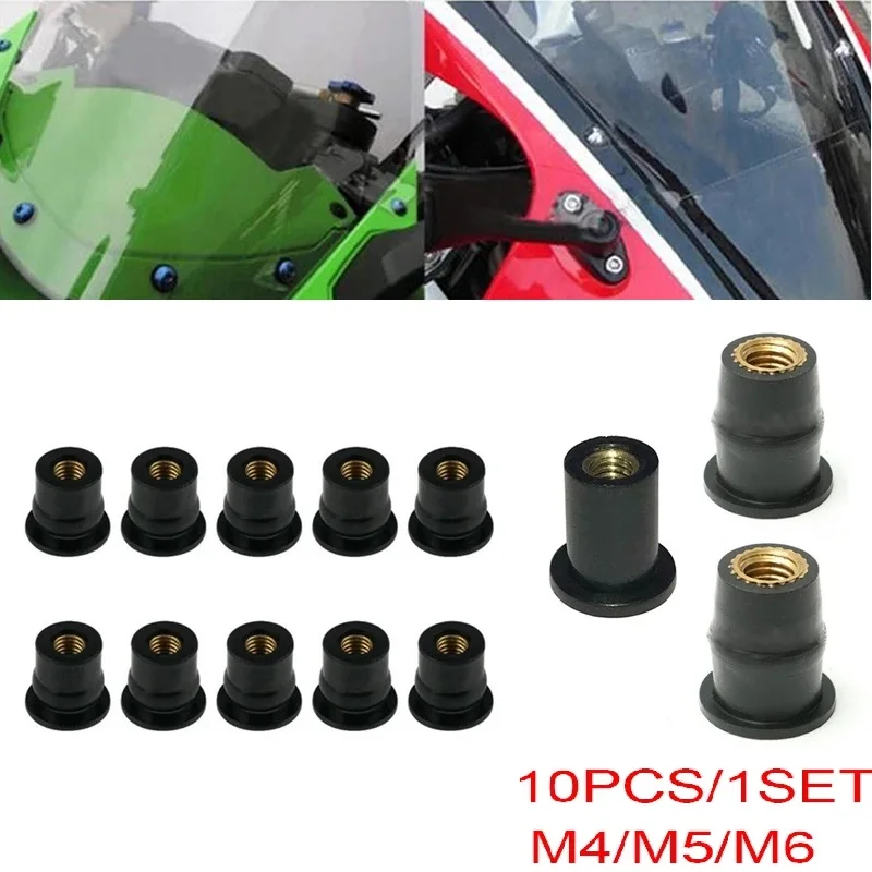 

10PCS Rubber Well Nuts Windscreen Fairing Cowl Anodized M4/M5/M6 Motorcycle Aluminum Accessories Wear Parts