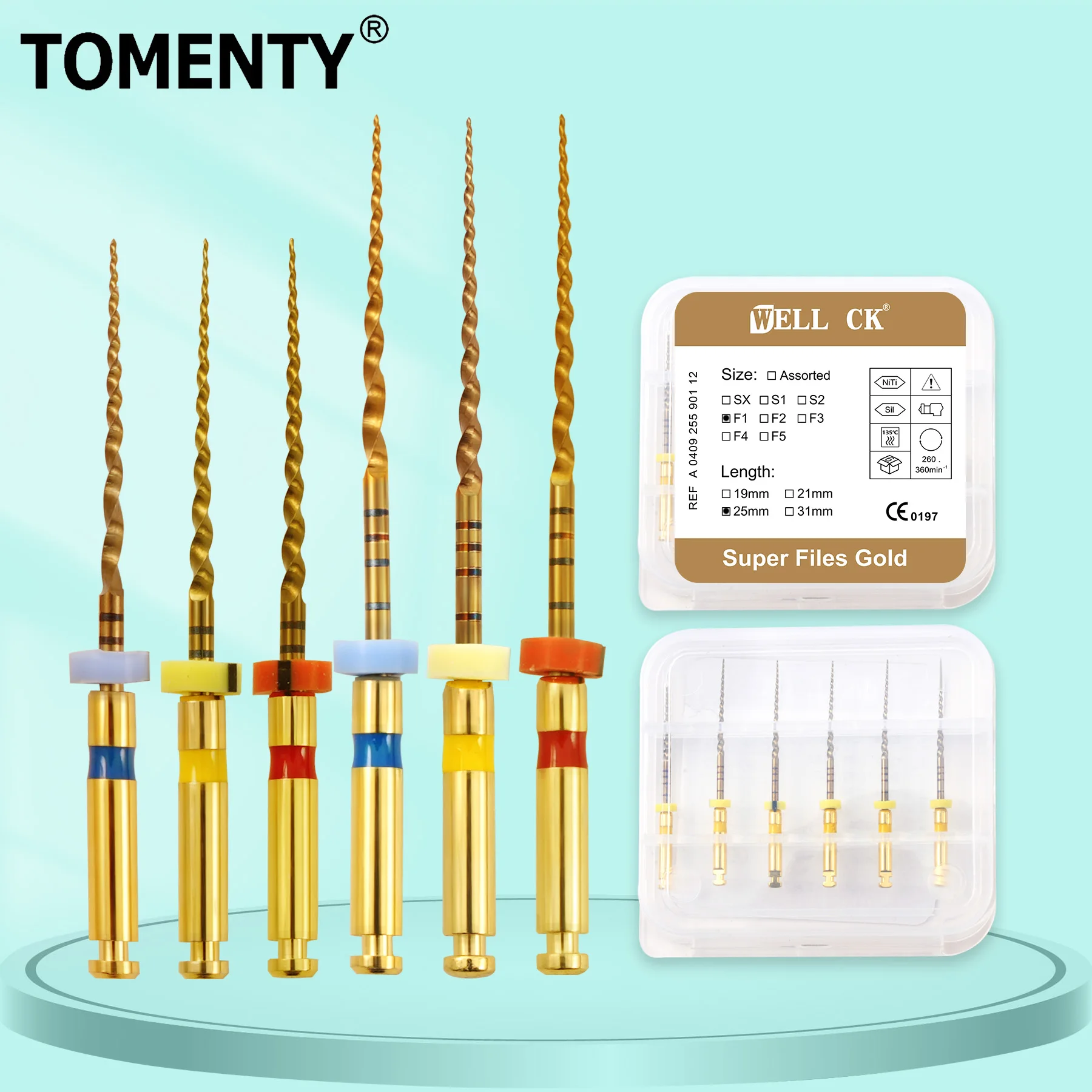 

Стоматологические файлы для корневых каналов F1F2F3, золотые эндодонтические файлы, 21/25 мм, никель, титаний, универсальный материал для корневых каналов, стоматологические инструменты ﻿