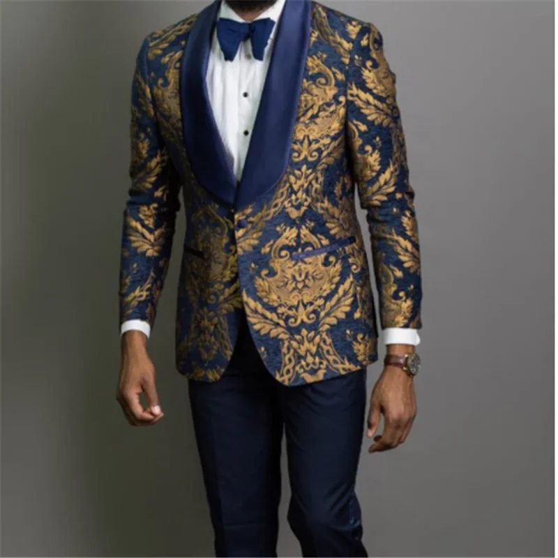 

New pattern Men's Jacket Pants Double Breasted Groom Wedding Tuxedo Party Suit For Men Tuxedo Slim Fit Suit Blazer（Jacket Pants）