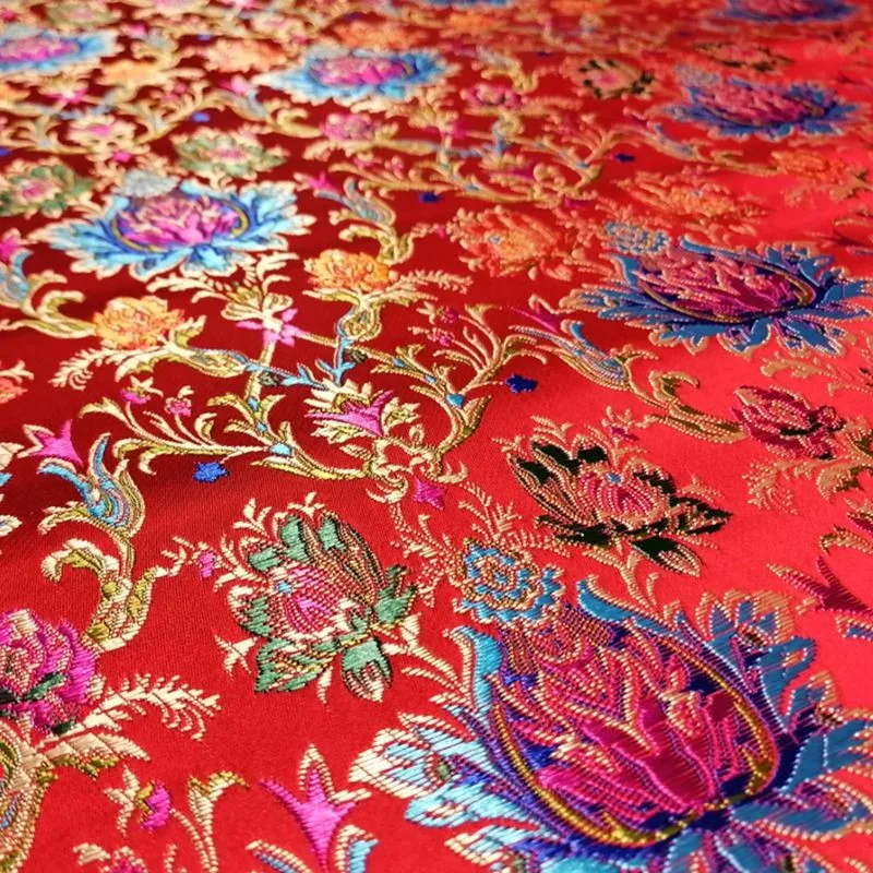 Tecido brocado jacquard de alta precisão com flores de 75 CM para roupas