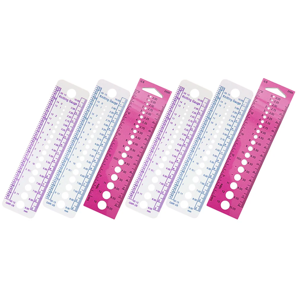 6Pcs Knitting Gauge Professional Needle Ruler Wear Resistant Plastic Multi Function Portable Knitting Accessory Small Needle