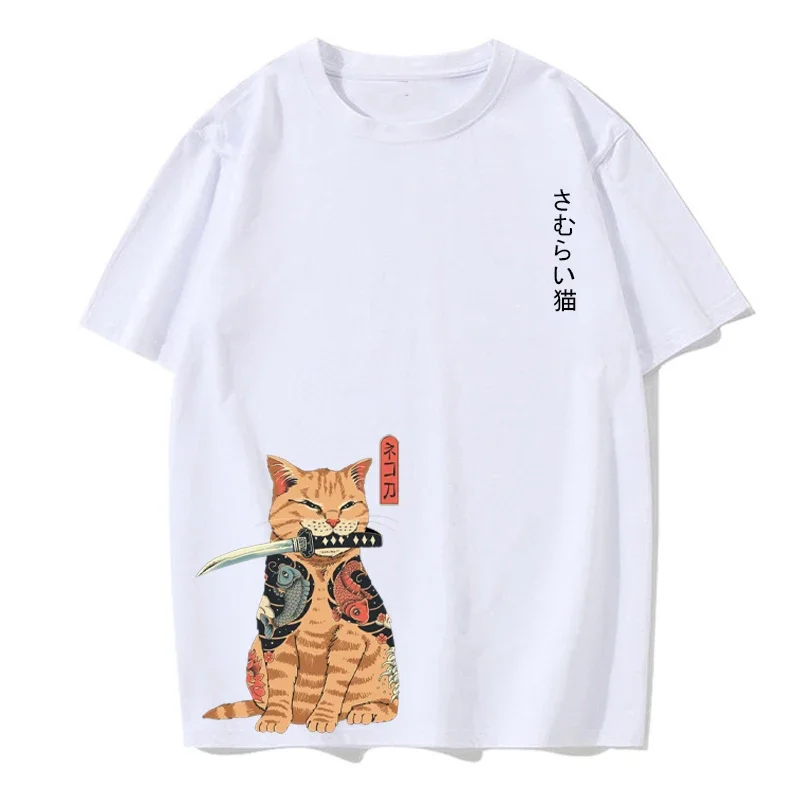 Animal Cat Print Men's T-Shirt Harajuku Cute Loose Short Sleeve Top Casual Fashion Simple T-Shirt European Size Men's Summer Top