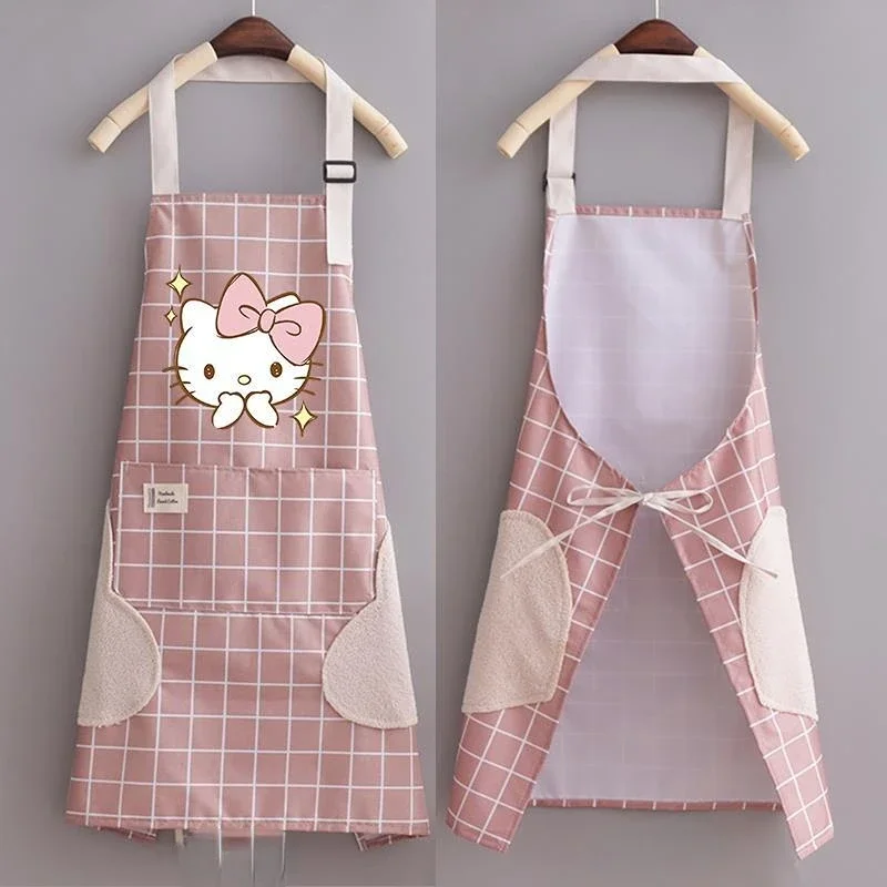 Hello Kitty Apron Kitchen Cooking Baking Aprons Waterproof Oilproof Dining Aprons Cartoon Women Hand Towel Apron Work Clothes