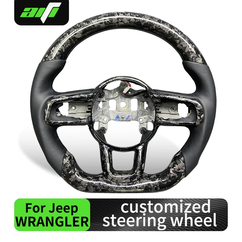 

customized Carbon Fiber Steering Wheel for Jeep Wrangler JL/Gladiator JT Nappa Perforated Leather Flat-bottom Steering Wheel Cov