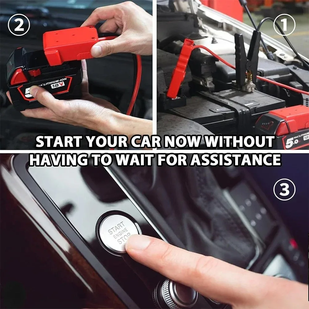Car Battery Igniter Automotive Emergency Power Kits 12AWG Cable Jumper Starter Jump Kit Power Tool Line for Milwaukee Dewalt