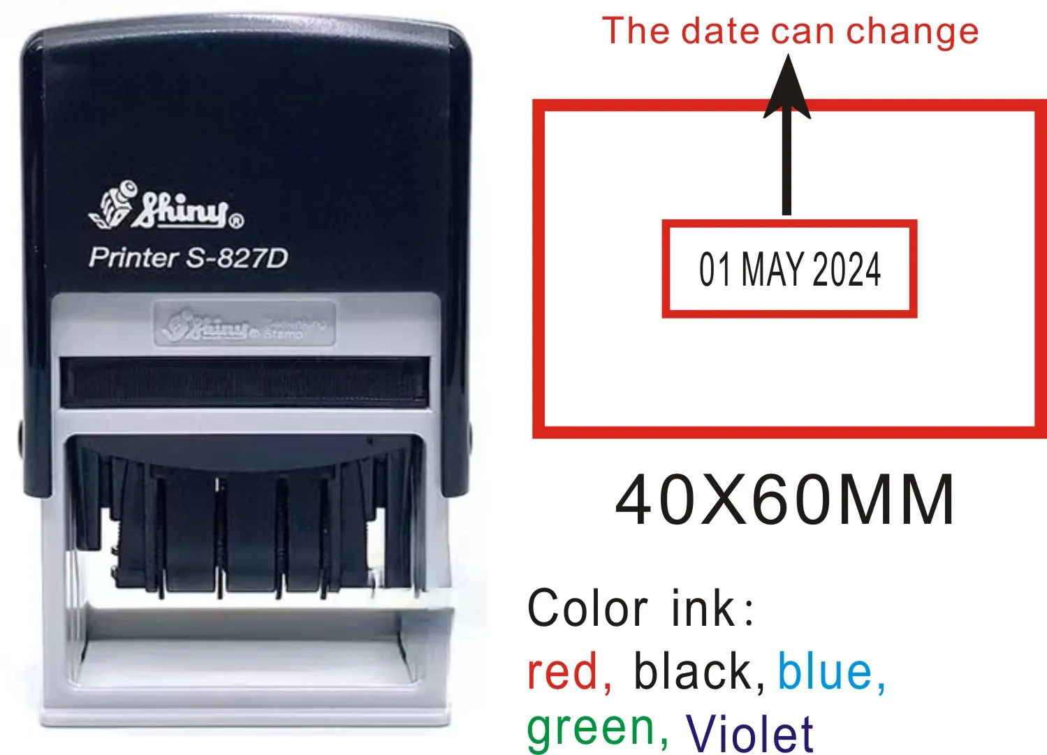 ختم الحبر بجودة وثيقة وتاريخ قابل للتعديل ، اسم مخصص ، شهادة ختم الوقت ، ظهر تلقائي ، مستطيل لامع