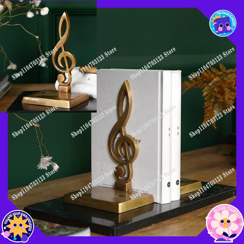 American handmade retro music note shape brass book stand decorative ornament