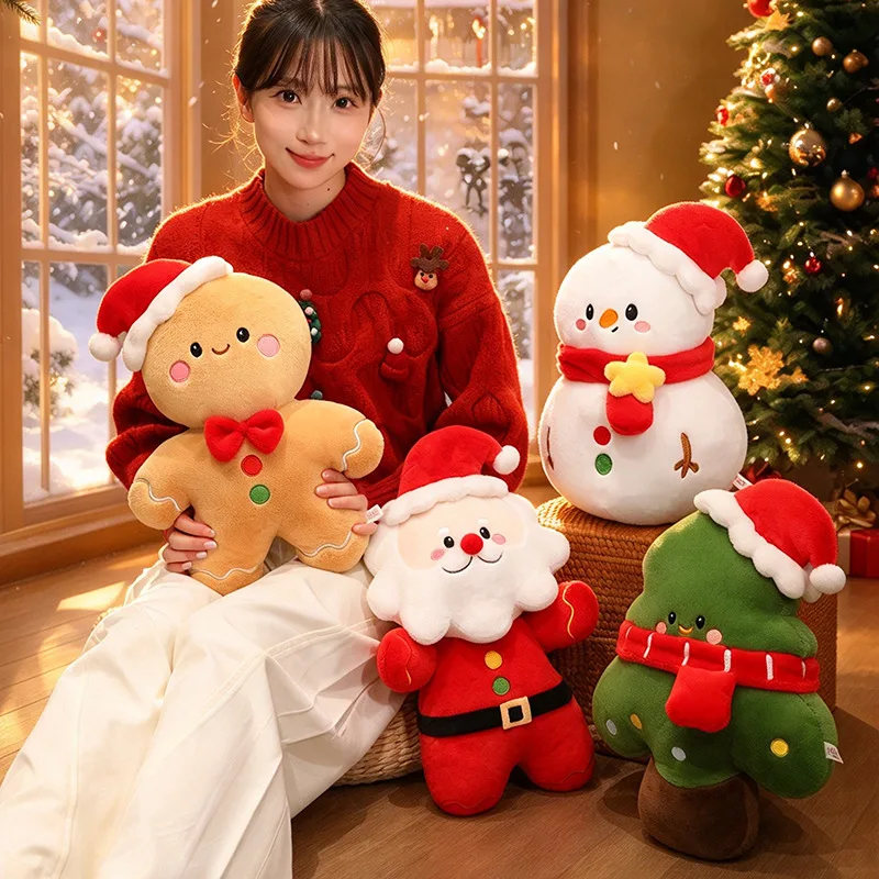 Christmas Plush Doll Santa Snowman Gingerbread Man Christmas Tree Pendant Stuffed Toy Xmas Home Decor Holiday Ornament Gift