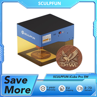 SCULPFUN iCube Pro 5W Laser Engraver, 0.06mm Laser Spot, 10000mm/min Engraving Speed, Replaceable Lens, Smoke Filter, 130x130mm