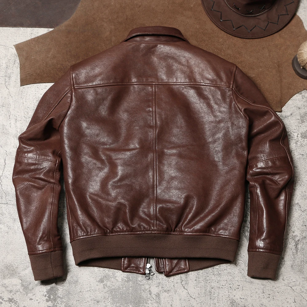 A2 Bomber Jacket Goat Leather Men Jackets Natural Goatskin Motorcycle Suit Coat Flying Jacket  Goat Women Men Lover\'s Clothes