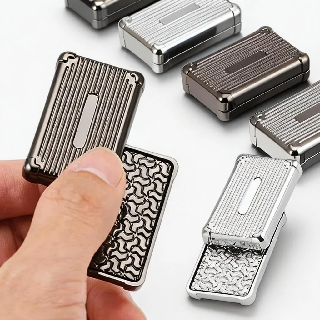Mini Luggage Alloy Magnetic Push Slider Smooth Haptic Click EDC Pocket Fidget Toy Stress Relief Anti-Anxiety Desktop Relax Adult