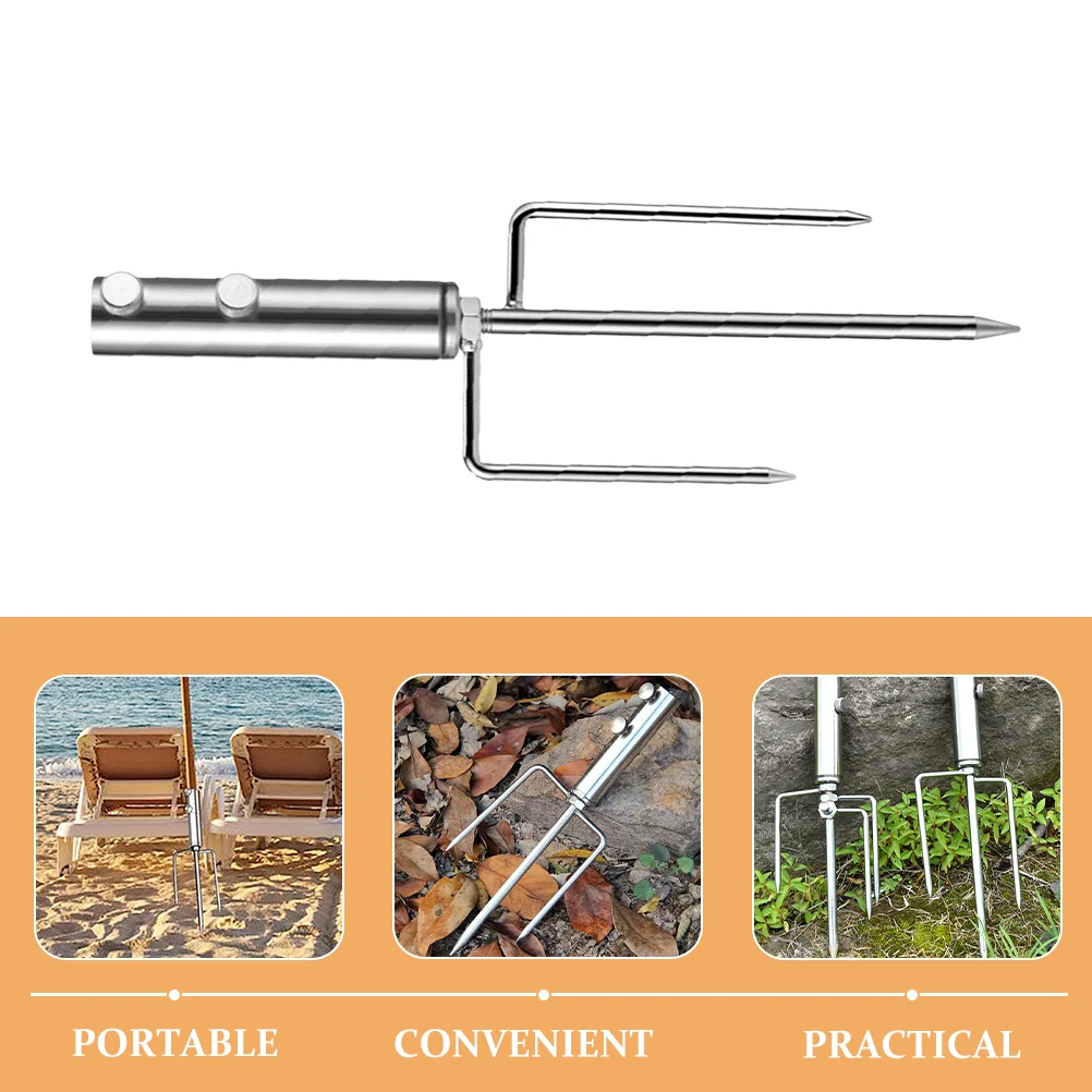 

Umbrella Holder Beach Bases Stake Multifunction Rack Stainless Steel Fishing Anchor Sand Umbrella Stand Lawn Picnic Camping
