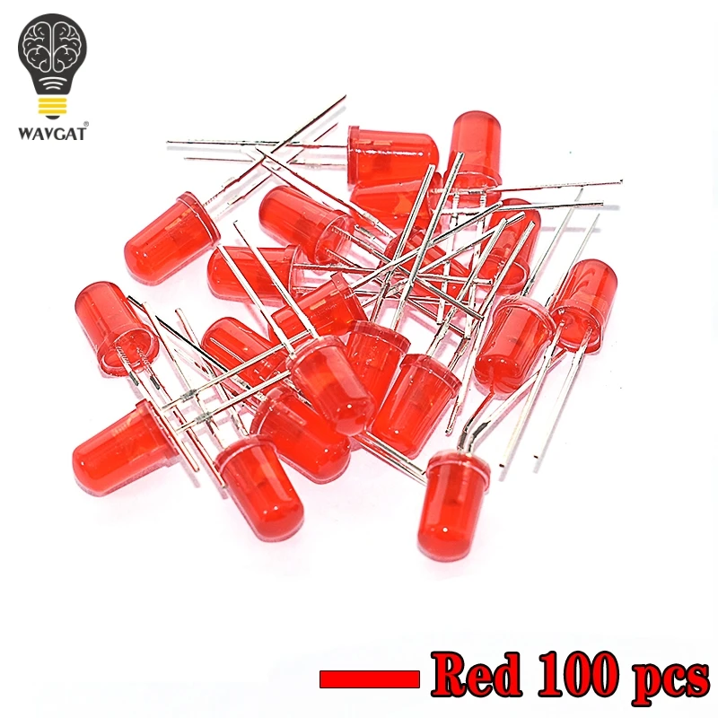 100PCS 5MM F5 LED Diode 5 mm Light Assorted Kit Green Blue White Yellow Red COMPONENT DIY kit