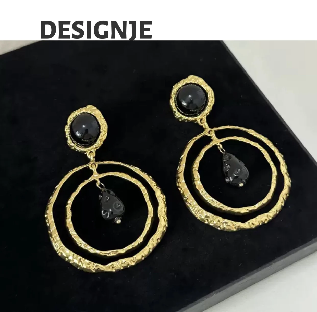

[Temperament] Popular European and American retro exaggerated luxurious golden drop earrings fashionable and individualistic ear