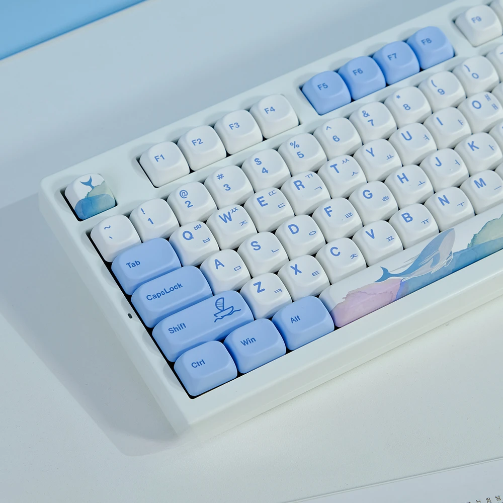 KOA Keycaps Ocean Whale PBT Keycap Similar MOA 7u MAC ISO Japanese Korean Russian 135 Keys/Set For Mechanical Keyboard KIT