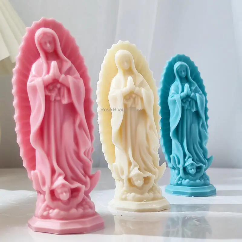 Molde de silicona de la Diosa virgen María, escultura de Estatua de la Virgen de oración Diy, molde de decoración de yeso, herramientas de