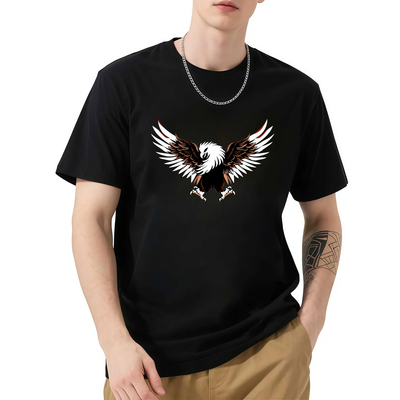 

Men's Casual T - shirt with Leaf Pattern Print, Comfortable Daily Wear Tee, Trendy and Stylish for Leisure, Soft Fabric Short -