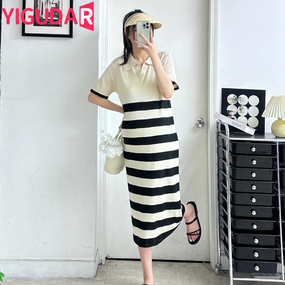 

Women Pregnant Dresses Look Loose Womens Dresses Elegant Striped New Arrival Knitted Maternity Dress pregnancy photoshoot dress