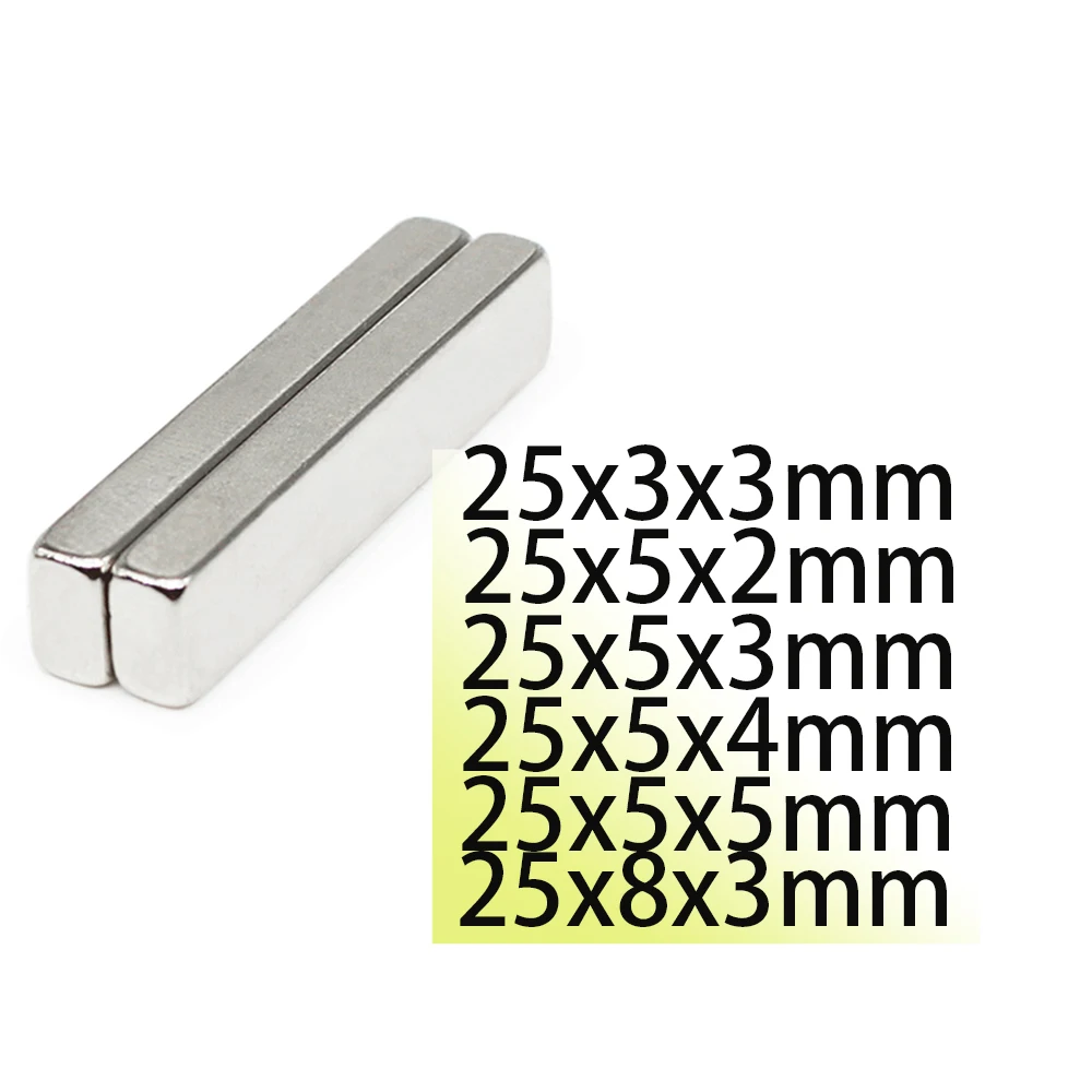 25x3x3  25x5x2 25x5x3 25x5x4 25x5x5 25x8x3 N35 Neodymium Bar Block Strong Magnets Search Magnetic Bar Ndfeb  Motor Generator