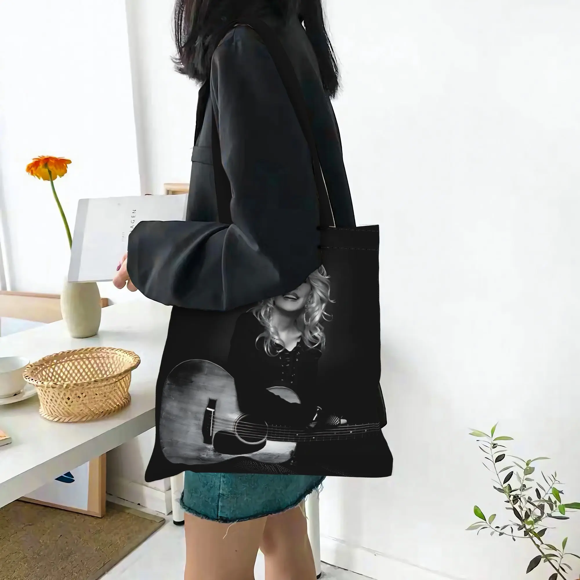 Customized Dolly Parton Women's Bag Shopping Bag Reusable Double Sided Canvas Tote Bag Shoulder  Handbag