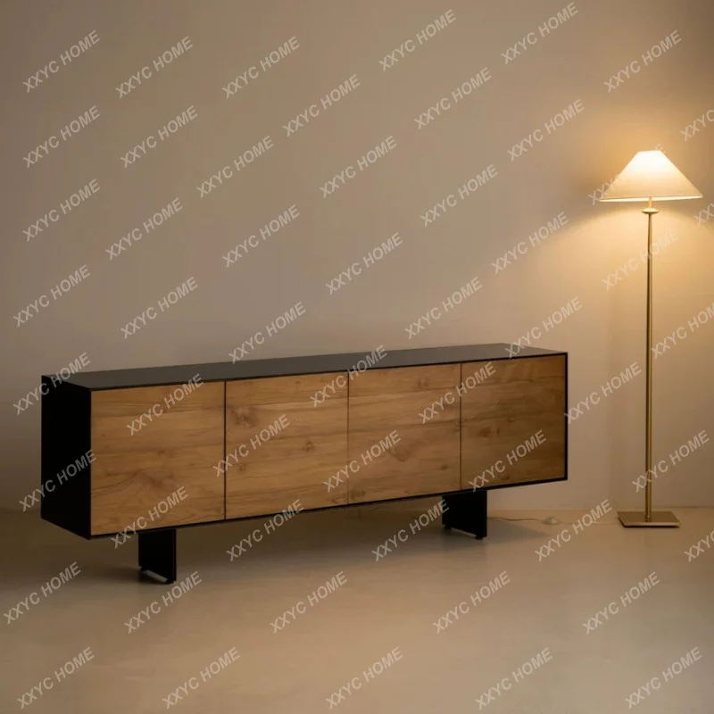 Modern simple living room solid wood TV cabinet retro wabi-sandy wind home audio-visual bucket  entrance