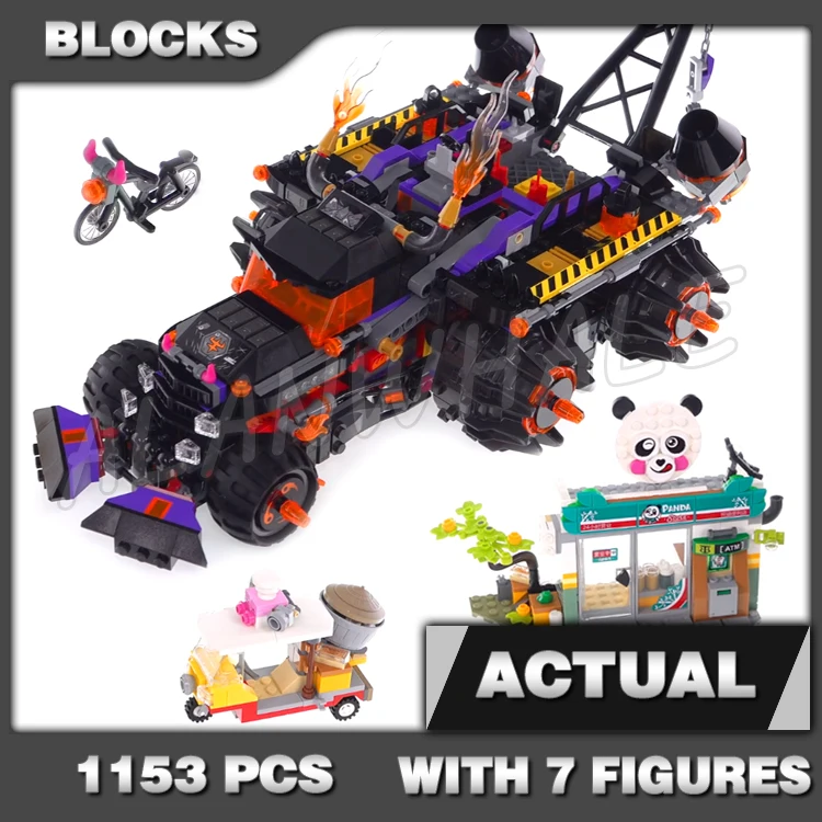 1153pcs Monkie Kid Red Son's Armoured Inferno Truck Car Speedy Panda Store 11544 Building Blocks Boys Gift Compatible With Model