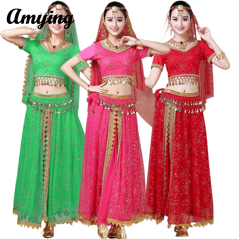 Indian Dance New Indian Girl Performance Dress Women Belly Dance Dress  Adult Dance Practice Suit Eastern Dance Group Costume