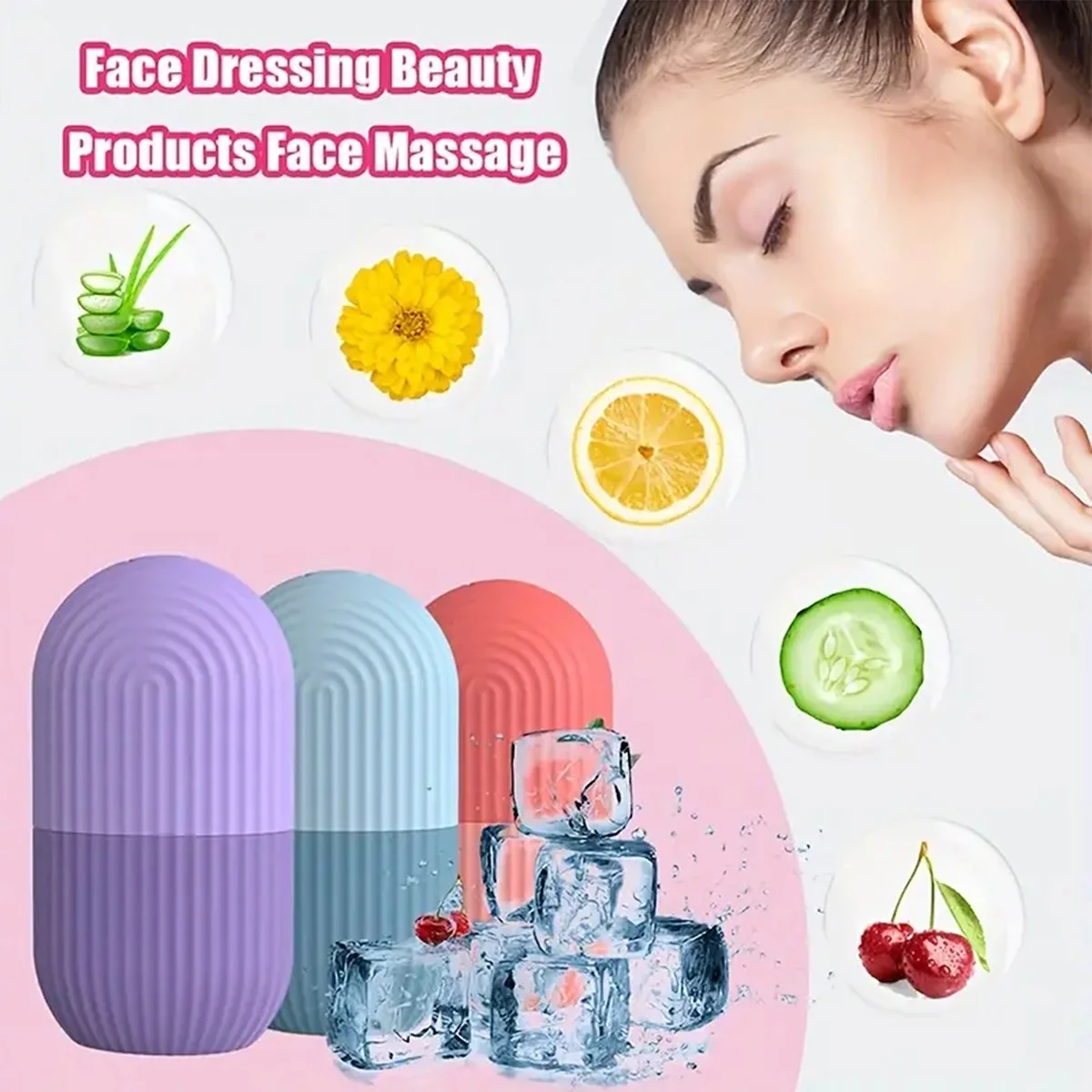 1PC Silicone ice roller-skin massage-facial massage roller, suitable for eye, neck and face-skin care tools.