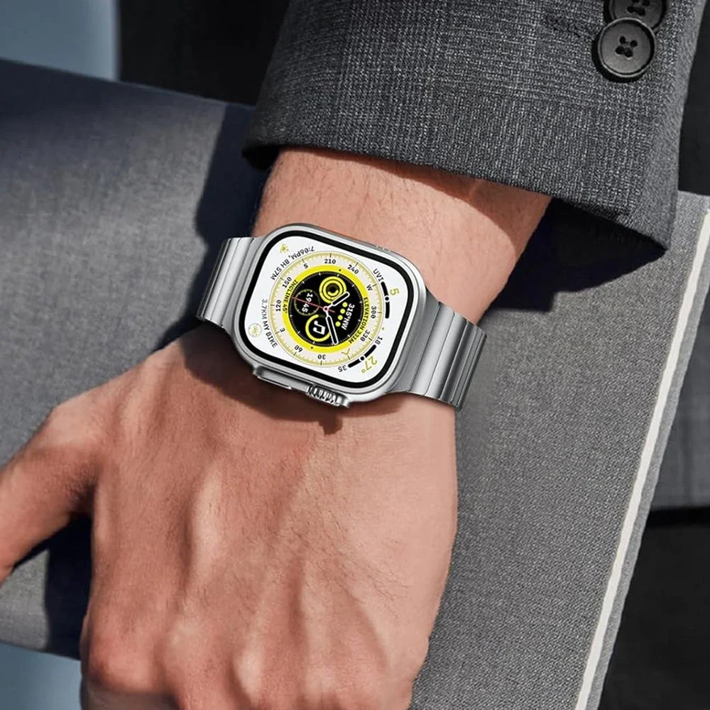 Correa de acero inoxidable para Apple watch, pulsera de negocios de 45mm, 44mm, 42mm, 41mm, 40mm, 38mm, iwatch Ultra 2, 49mm, 9, 8, 7, 6, 5, 4, se 3