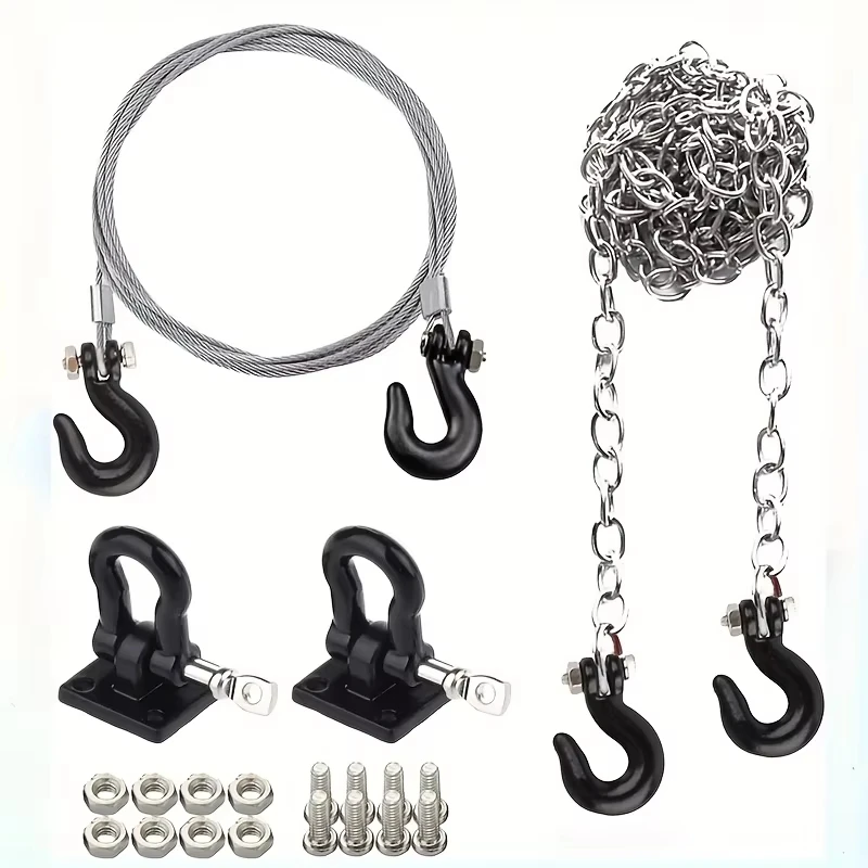 Heavy-Duty Metal Trailer Chain for RC Climbing Cars Compatible with SCX10 TRX4 T6 D90 - Durable Off-Road Vehicle Accessory