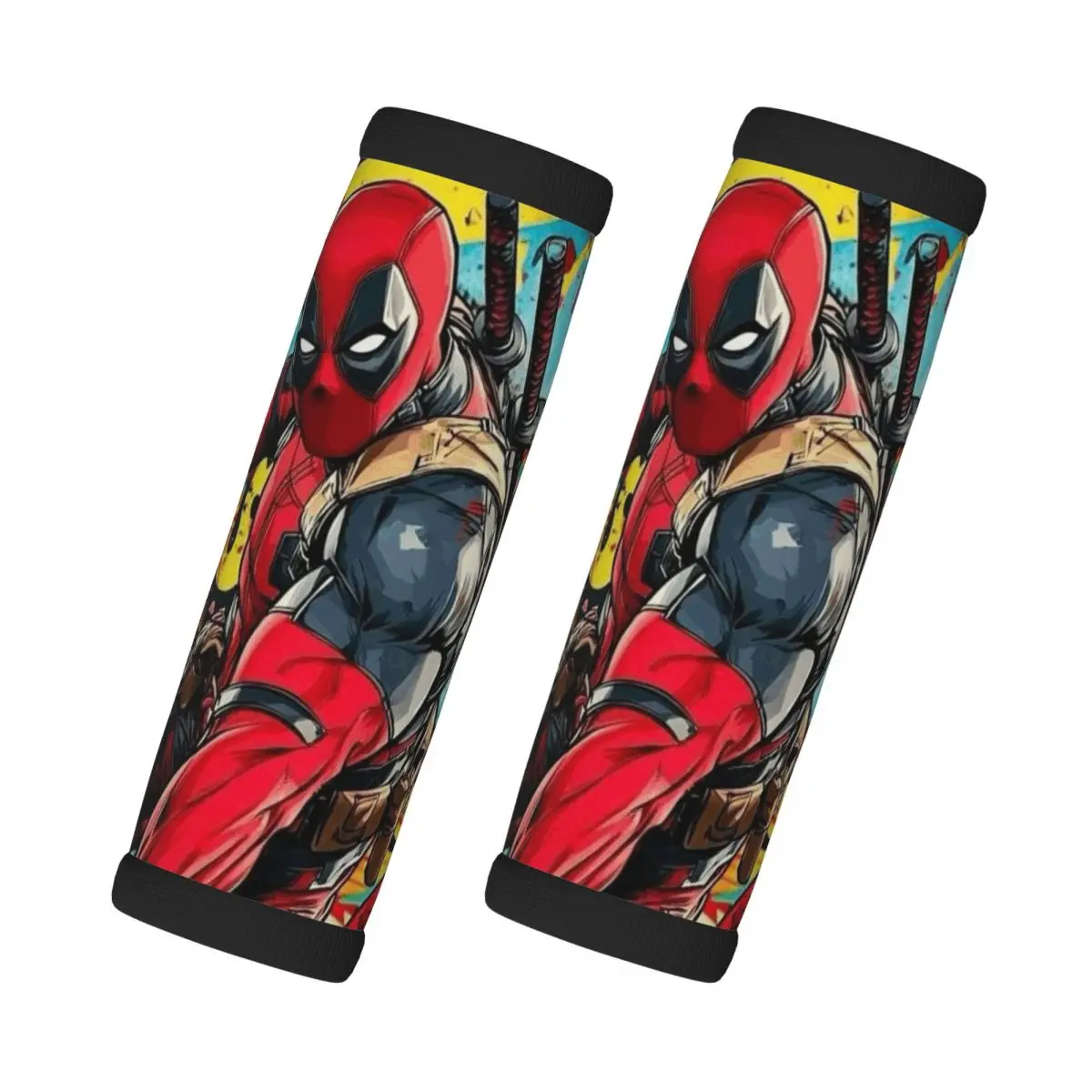

Custom Deadpool Manga 2 Pcs Luggage Handle Wrap Soft Grip Handle Cover Handle Grip Neoprene Luggage For Car Interiors