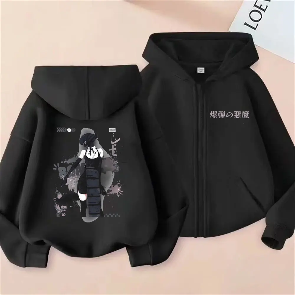 

Anime Chainsaw Man Print Zipper Hoodie Reze Cartoon Graphic Hoodies Men Women Fashion Clothing Casual Oversized Zip Up Jakcet