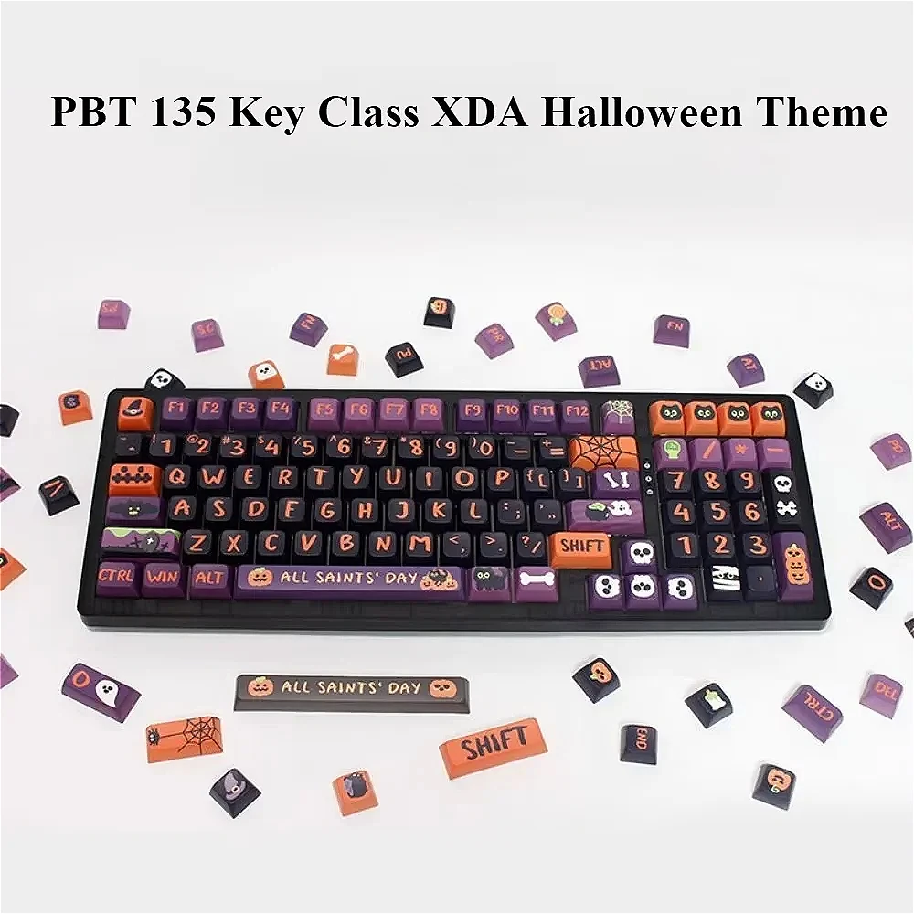 PBT 130 keys, class XDA/MOA/cherry, red, keycaps, Halloween, Christmas theme, keycaps for mechanical keyboards