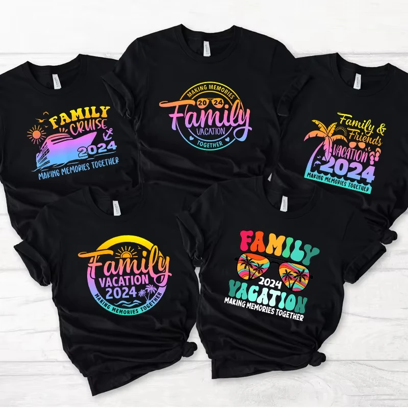 

Summer Vibes Family Party Vacation 2024 Unisex T Shirt Cruise Ship Fashion Beach Graphic Y2k Tops Men Women Aesthetic Clothing